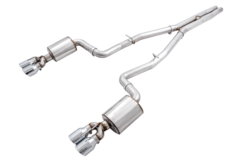 AWE Tuning 2015+ Dodge Challenger 6.4L/6.2L Non-Resonated Touring Edition Exhaust - Quad Silver Tips - 3020-42074