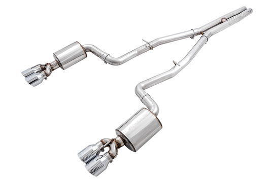 AWE Tuning 2015+ Dodge Challenger 6.4L/6.2L Non-Resonated Touring Edition Exhaust - Quad Silver Tips - 3020-42074