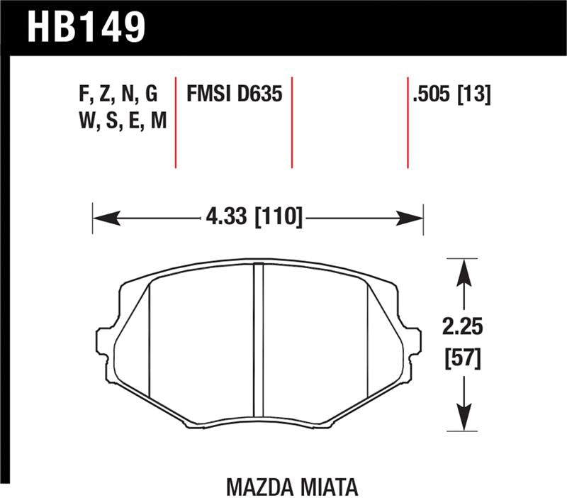 Hawk 94-05 Mazda Miata (NA/NB) Black Race Front Brake Pads - HB149M.505
