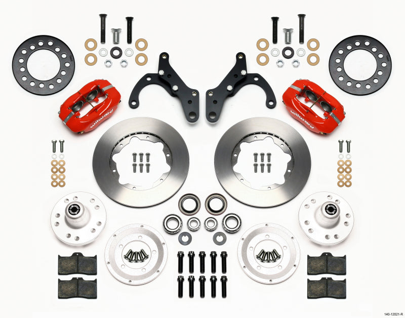Wilwood Forged Dynalite Front Kit 11.00in Red 65-68 Chevy Impala -Drum Spindle - 140-12021-R