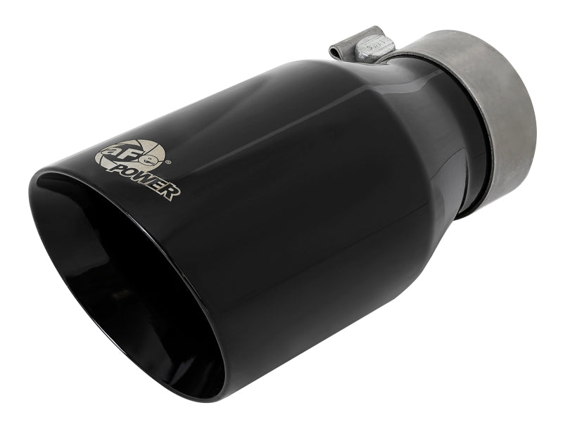 aFe MACH Force-Xp Univ 304 SS Double-Wall Clamp-On Exhaust Tip - Black - 3in Inlet - 4.5in Outlet - 49T30454-B092