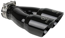 Load image into Gallery viewer, aFe Takeda 2.5in 304 Stainless Steel Clamp-on Exhaust Tip 2.5in Inlet 3in Dual Outlet - Black - 49T25364-B10