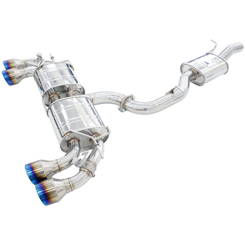 Invidia 2022+ Volkswagen Golf R MK8 76mm R400 Valved Cat Back Exhaust Rolled TI Tips - HS22GFR8GV4RT