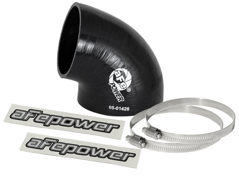 aFe Magnum FORCE CAI Univ. Silicone (3.5in to 3in ID / 75 Deg.) Elbow Reducing Coupler - Black - 59-00088