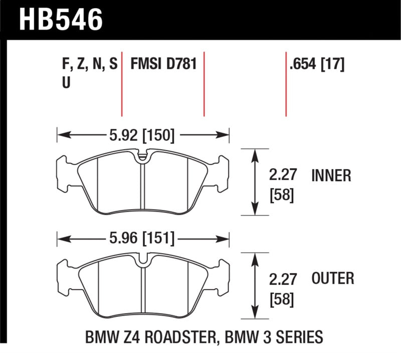 Hawk HPS Street Brake Pads - HB546F.654