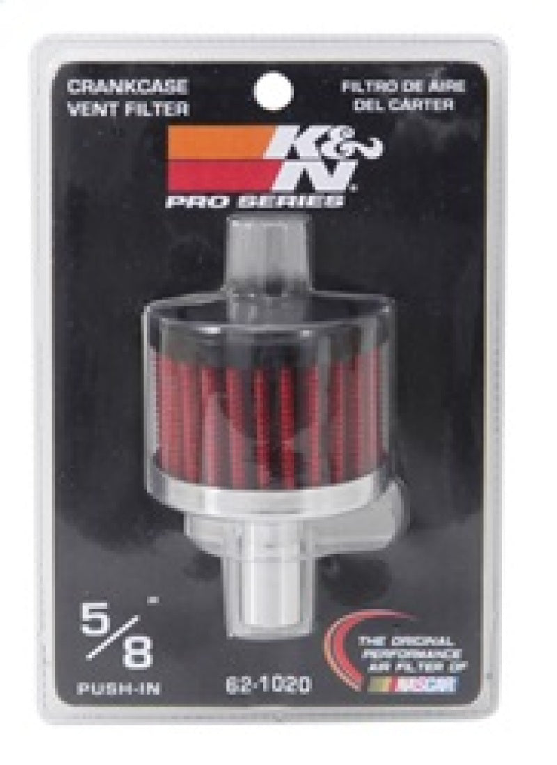 K&N Steel Base Crankcase Vent Filter .625in Vent OD x 2in OD x 1.5in Height - 62-1020