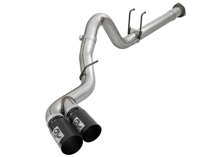 aFe Rebel XD 4in SS DPF-Back Exhaust 17-18 Ford Diesel Trucks V8-6.7L (td) w/ Dual Black Tips - 49-43102-B