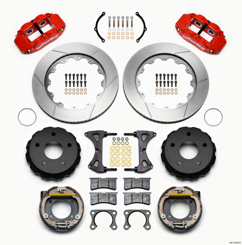 Wilwood Narrow Superlite 4R Rear P-Brk Kit 14.00in Red Small Ford 2.36in Off Bronco 5 x 5.50 - 140-13332-R