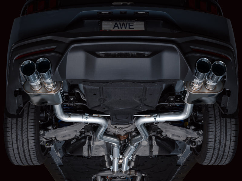 AWE 2024 Ford Mustang GT Fastback S650 RWD SwitchPath Cat-Back Exhaust w/ Quad Chrome Silver Tips - 3025-42650