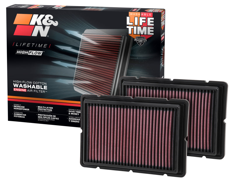 K&N Replacement Air Filter 05-09 Ferrari F360 11.125in O/S Length x 7.625 O/S Width x 1.313in H - 33-2494