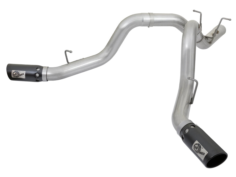 aFe ATLAS 4in DPF-Back Alum Steel Exhaust System w/Dual Exit Black Tip 2017 GM Duramax 6.6L (td) - 49-04086-B