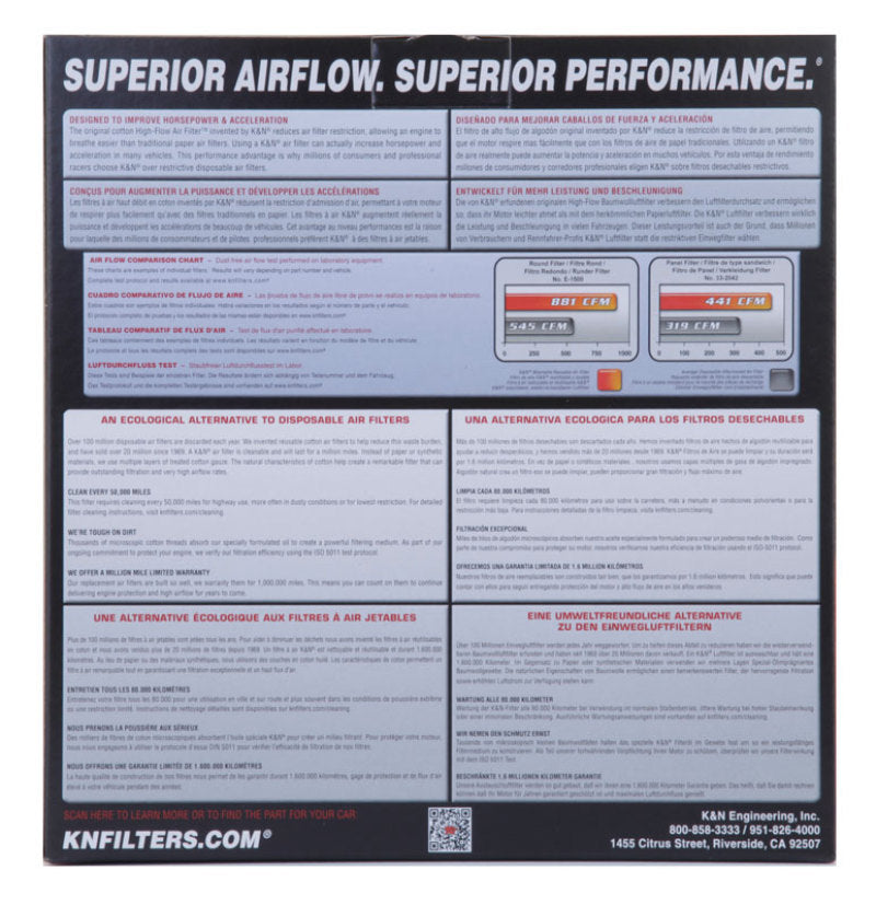 K&N Universal Oval Air Filter 12in Length x 5-1/4in Width x 3-1/4in Height - E-3671