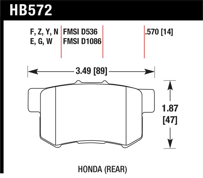 Hawk 07-08 Acura TL Type S / 99-08 Acura TL 3.2L HPS Street Rear Brake Pads - HB572F.570