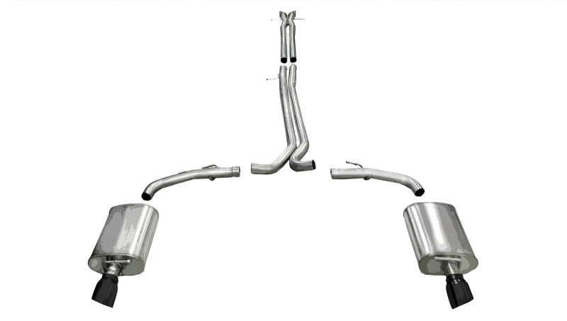 Corsa 2010-2019 Ford Taurus SHO 3.5L V6 Turbo Sport Cat-Back Exhaust w/ Dual 4in Black Tips - 14315BLK