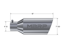 Load image into Gallery viewer, MBRP Universal Tip 7inch O.D. Rolled End 4inch inlet 18inch length - T304 (SINGLE TIP) - T5126