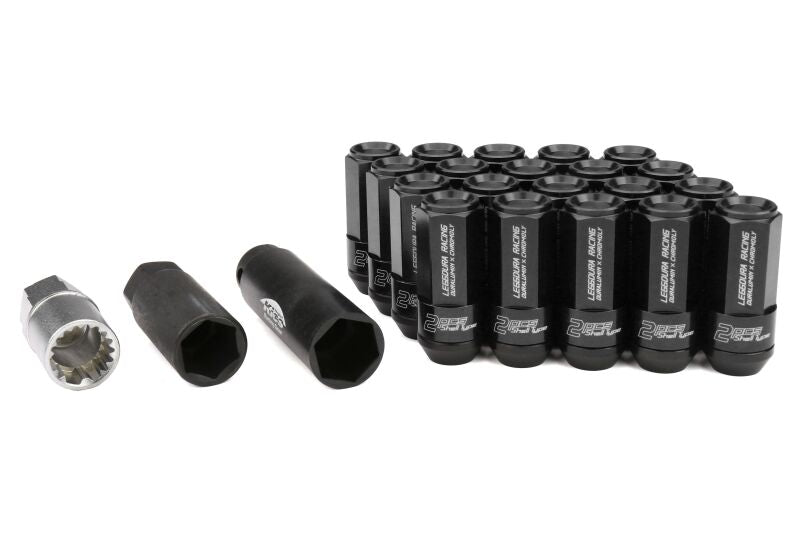 Project Kics Leggdura Racing Shell Type Lug Nut 54mm Open-End Look 16 Pcs + 4 Locks 14X1.5 Black - KRL5414K