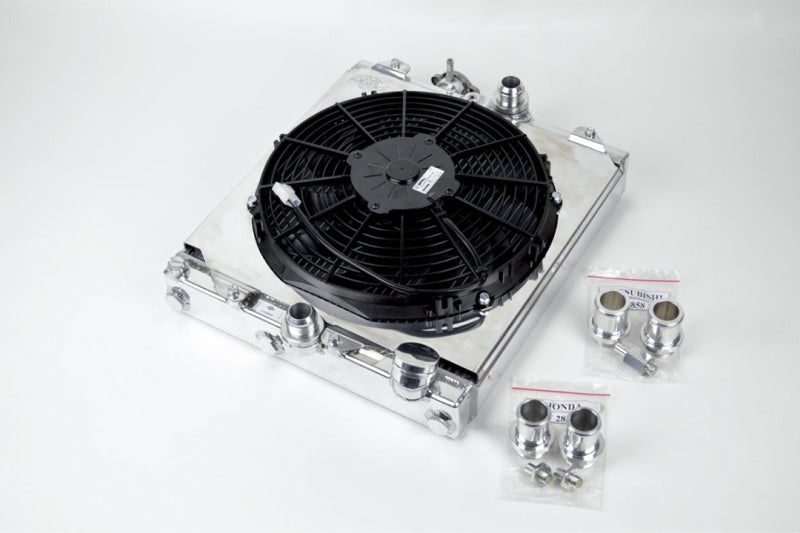 CSF Universal Half Radiator w/-16AN & Slip-On Fittings/12in SPAL Fan & Shroud - 2858X