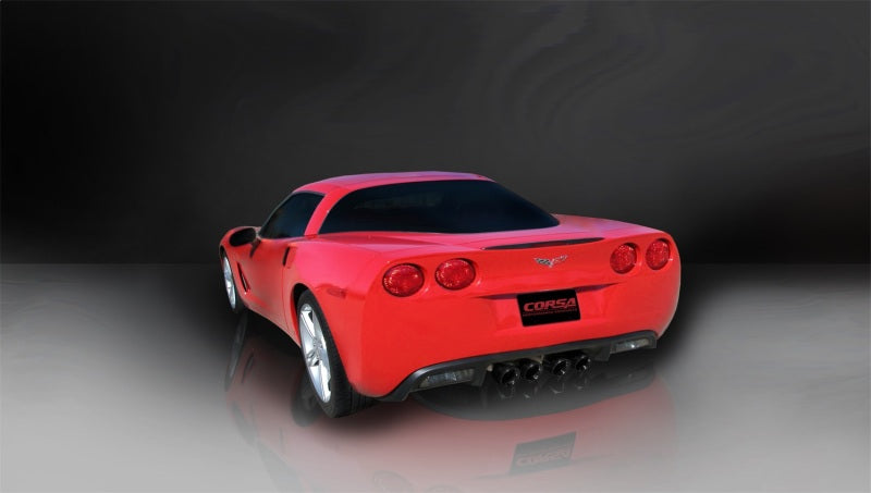 Corsa 09-13 Chevy Corvette 6.2L V8 2.5in Sport Cat-Back Dual Rear Exit w/Twin 4.0in Pol Pro-Ser Tips - 14470CBBLK