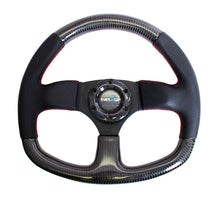 Load image into Gallery viewer, NRG Carbon Fiber Steering Wheel (320mm) Flat Bottom &amp; Leather Trim w/Red Stitching - ST-009CFRS
