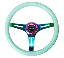 Load image into Gallery viewer, NRG Classic Wood Grain Steering Wheel (350mm) Minty Fresh Color w/Neochrome 3-Spoke Center - ST-015MC-MF
