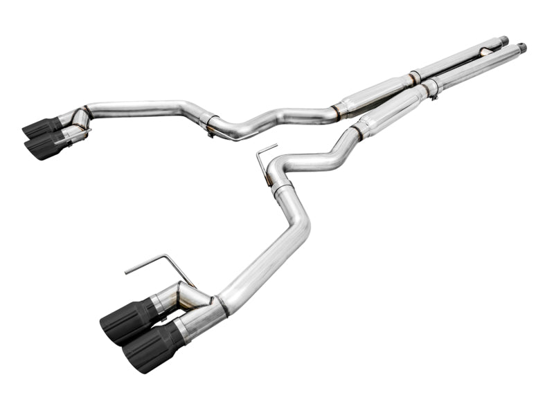 AWE Tuning 2018+ Ford Mustang GT (S550) Cat-Back Exhaust - Track Edition (Quad Diamond Black Tips) - 3020-43072