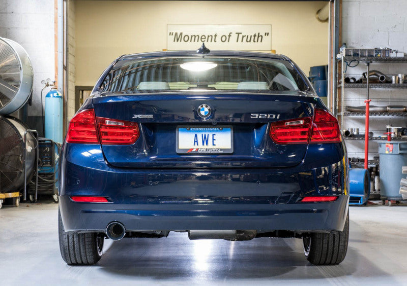 AWE Tuning BMW F30 320i Touring Exhaust & Performance Mid Pipe - Chrome Silver Tip (102mm) - 3015-22044