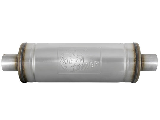 aFe MACH Force-Xp 409 SS Muffler 2.5in Center/Center 18in L x 6in Dia - Round Body - 49M00021