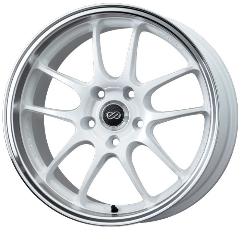 Enkei PF01SS 17x8 5x114.3 50mm Offset 75mm Bore Diameter White w/ Machined Lip - 460-780-6550WM