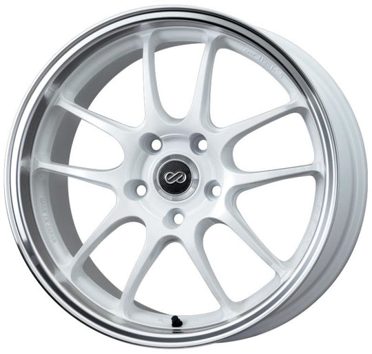 Enkei PF01SS 17x8 5x114.3 50mm Offset 75mm Bore Diameter White w/ Machined Lip - 460-780-6550WM