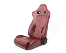 Load image into Gallery viewer, NRG Reclinable Sport Seats (Pair) The Arrow Maroon Vinyl w/ Pressed NRG logo w/ Maroon Stitch - RSC-810MAR L/R