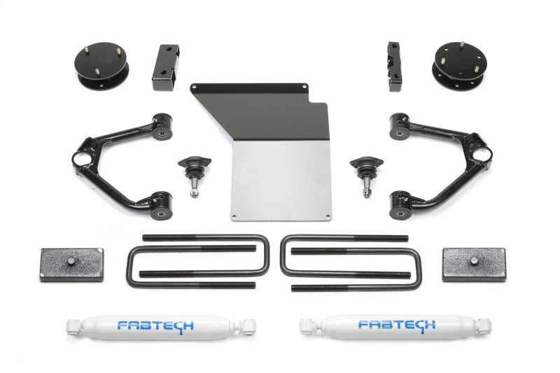 Fabtech 14-18 GM K1500 w/OE Alum. UCA 4in Budget UCA System w/Rear Perf. Shocks - FTS21142