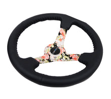 Load image into Gallery viewer, NRG Reinforced Steering Wheel (350mm / 3in. Deep) Blk Leather Floral Dipped w/ Blk Baseball Stitch - RST-036FL-R