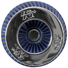 Load image into Gallery viewer, K&amp;N Universal Air Filter Chrome Round Tapered Blue - 4in Flange ID x 1.125in Flange Length x 5.5in H - RG-1001BL