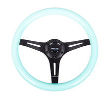 Load image into Gallery viewer, NRG Classic Wood Grain Steering Wheel (350mm) Minty Fresh Color Grip w/Black 3-Spoke Center - ST-015BK-MF