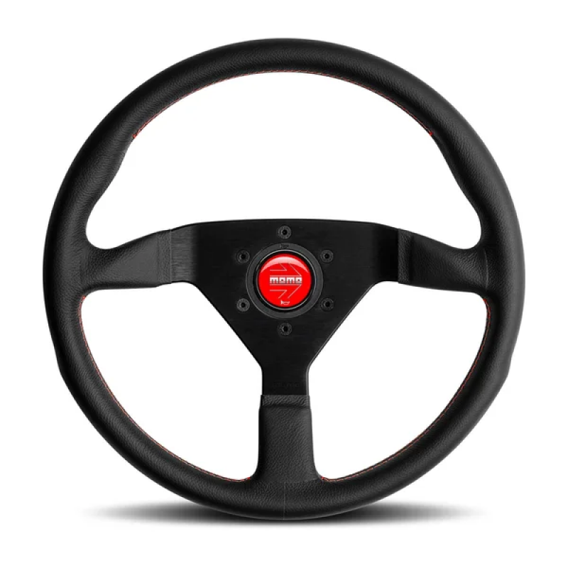 Momo Montecarlo Steering Wheel 350 mm - Black Leather/Red Stitch/Black Spokes - MCL35BK3B
