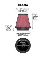 Load image into Gallery viewer, K&amp;N Universal Tapered Filter 3-1/8in Flange IDx4-15/16in Base OD x 3-1/2in Top OD x 3-15/16in Height - RU-9270