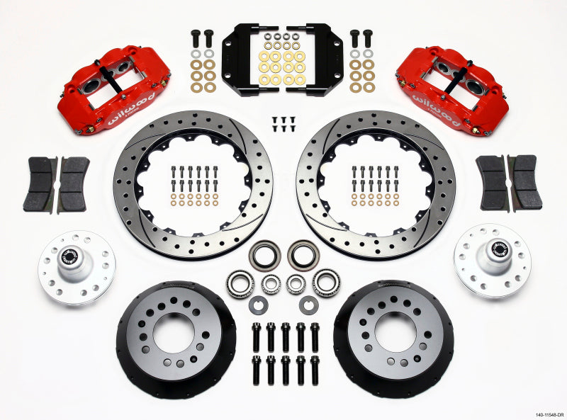Wilwood Narrow Superlite 6R Front Hub Kit 12.88in Drill Red Magnum Force Drop Spindle - 140-11548-DR
