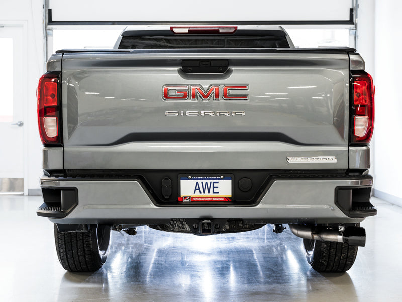 AWE Tuning 4th Gen GM 1500 5.3L 0FG Cat-Back Dual Side Exit (Flat Bumper) - Diamond Tips - 3015-23208