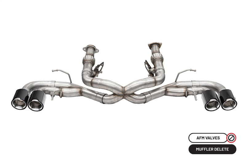 Corsa 2020-2025 Chevrolet Corvette C8 RWD 3in Track Cat-Back Delete Exhaust w/4.5in CF Polished Tips - 21104CF