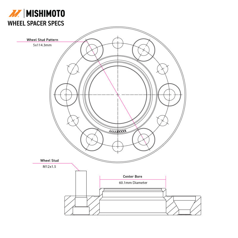 Mishimoto Wheel Spacers - 5x114.3 - 60.1 - 15 - M12 - Black - MMWS-005-150BK