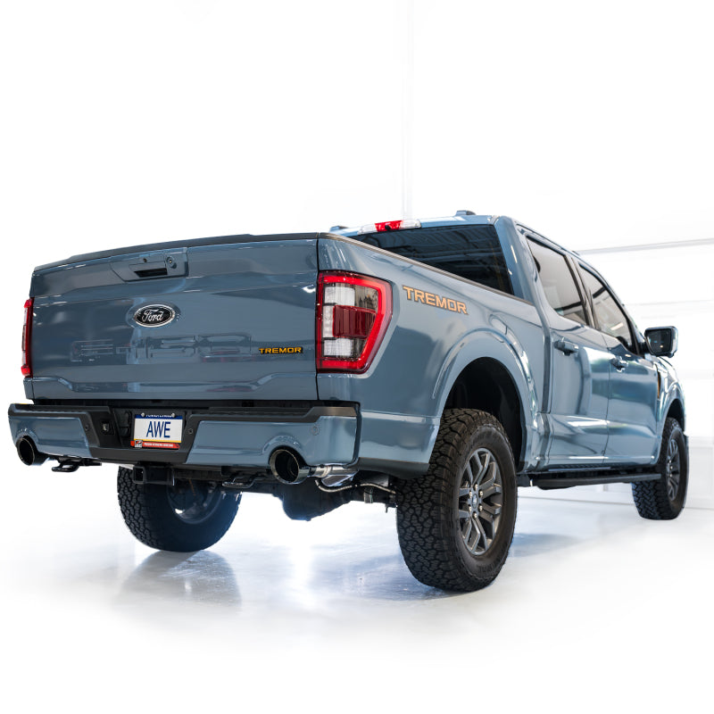 AWE Tuning 2021+ Ford F-150 Tremor (w/ Bumper Cutouts) 0FG Non-Resonated Catback -Diamond Black Tips - 3020-33402