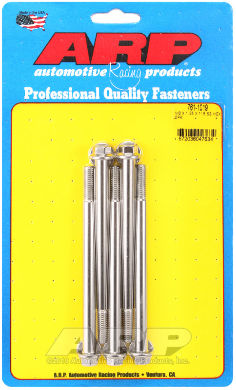 ARP M8 x 1.25 x 115 Hex SS Bolts (5/pkg) - 761-1019