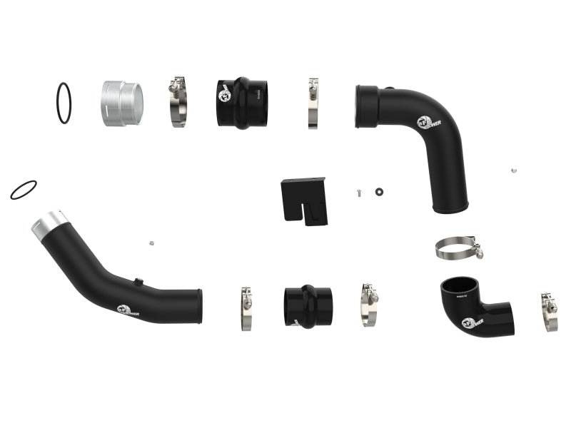 aFe 23-24 Ford Diesel Trucks V8-6.7L (td) BladeRunner Aluminum Hot and Cold Charge Pipe Kit - Black - 46-20734-B