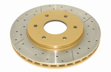 Load image into Gallery viewer, DBA 04-07 Infiniti QX56 Front Street Series Drilled &amp; Slotted Rotor w/Gold Hat - DBA2306X