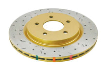 Load image into Gallery viewer, DBA 05-13 Ford Mustang GT/V6 Rear Drilled &amp; Slotted 4000 Series Rotor w/ Gold Hat - DBA42114XS