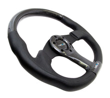 Load image into Gallery viewer, NRG Carbon Fiber Steering Wheel (350mm) Oval Shape Black w/Leather Trim - ST-013CFBK