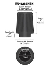 Load image into Gallery viewer, K&amp;N Universal Rubber Filter-Round Tapered 4.5in Flange ID x 8in Base OD x 6.625in Top OD x 8in H - RU-5283HBK