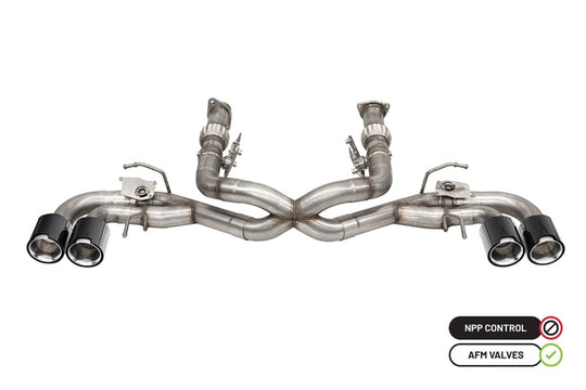 Corsa 2020-2025 Chevrolet Corvette C8 RWD 3in Delete 4 Valve Cat-Back w/NPP w/4.5in CF Polished Tips - 21106CF