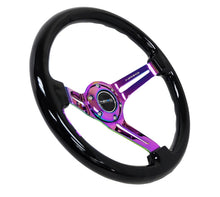 Load image into Gallery viewer, NRG Reinforced Steering Wheel (350mm / 3in. Deep) Blk Wood w/Blk Matte Spoke/Neochrome Center Mark - RST-018BK-MC