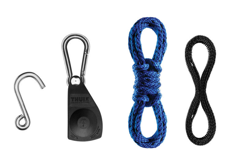 Thule QuickDraw Ratchet System (For Boat Bow/Stern) Includes (2) 13in. Rope & 4 Hooks - Black/Silver - 855XT